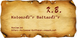 Koloszár Baltazár névjegykártya